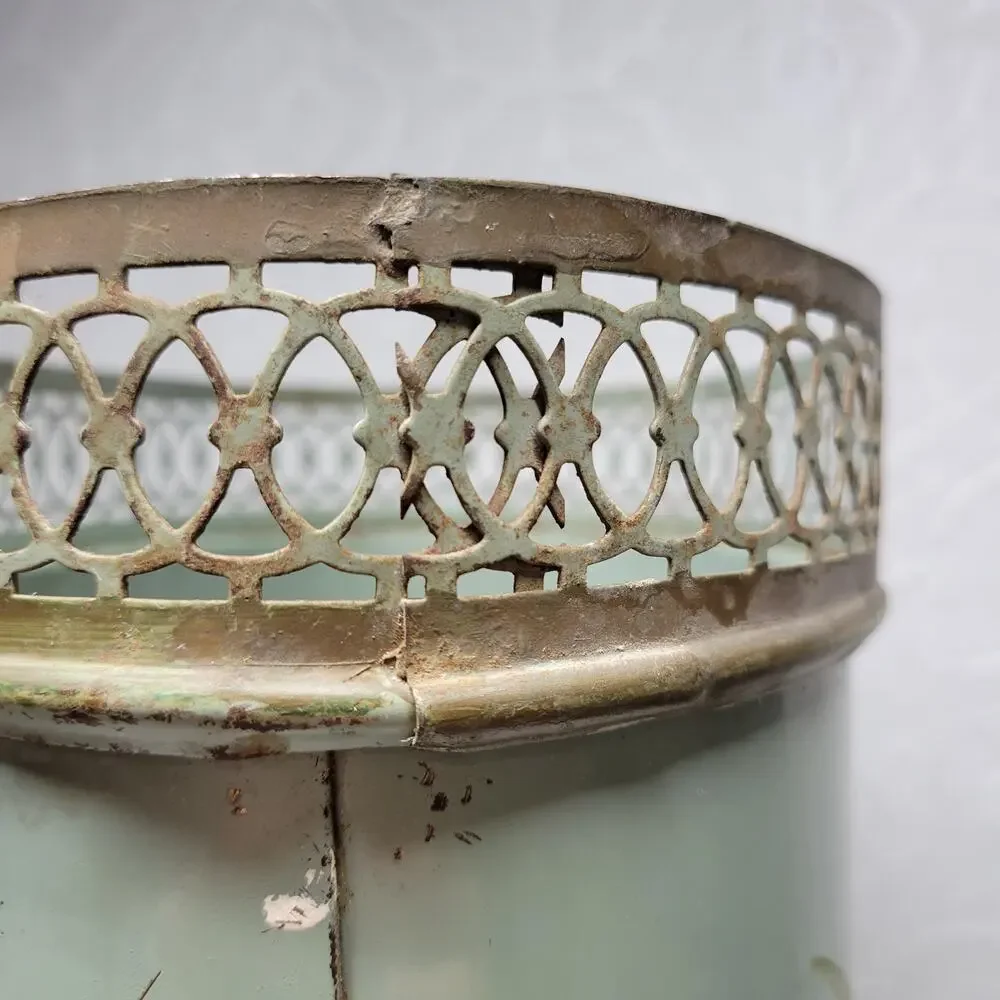 Vintage Plymouth Tole Hand Painted Umbrella Stand Metal Toleware Ball Footed